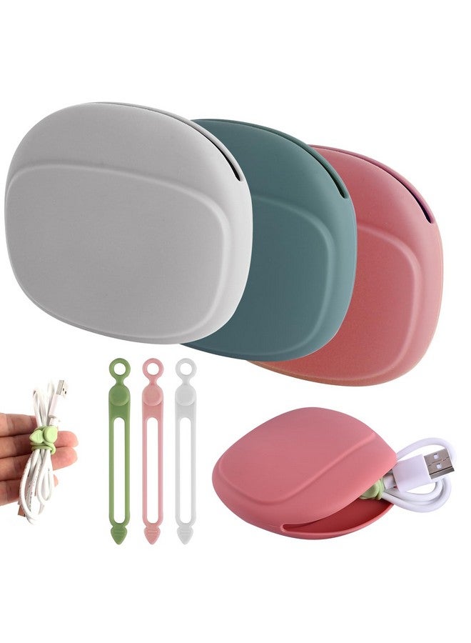 Abnaok 3PCS Silicone Headphone Organizer with 3PCS Silicone Cable Ties, Abnaok Data Cable Storage Case, Portable Wired Headphone Organizer Reusable Cable Straps for Home or Workplace - Image 1