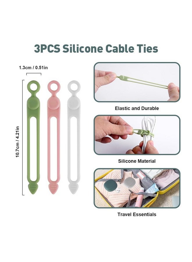 Abnaok 3PCS Silicone Headphone Organizer with 3PCS Silicone Cable Ties, Abnaok Data Cable Storage Case, Portable Wired Headphone Organizer Reusable Cable Straps for Home or Workplace - Image 3