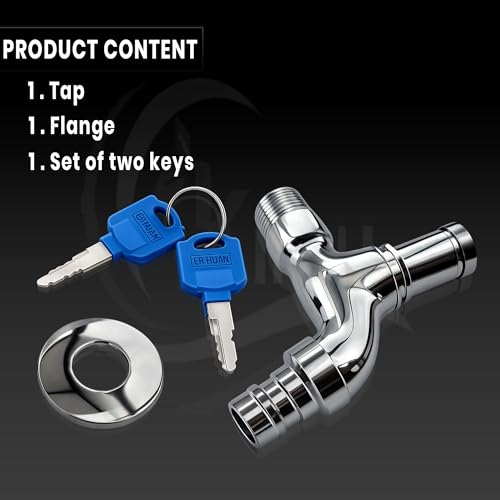 KINIK Lockable Water Tap with Key | Brass Pillar Cock with Hose Nozzle | Anti-Theft Garden & Outdoor Faucet for Washing Machine & Home Use - Image 5