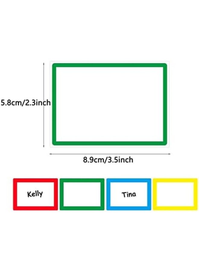 300 قطعة ملصقات أسماء ملونة بسيطة مع خط مثقوب، ملصقات مخصصة، ملصقات أسماء، ملصقات علامات للأغراض المكتبية، المدرسة، الاجتماعات، للأطفال والمعلمين والبريد. - Image 3