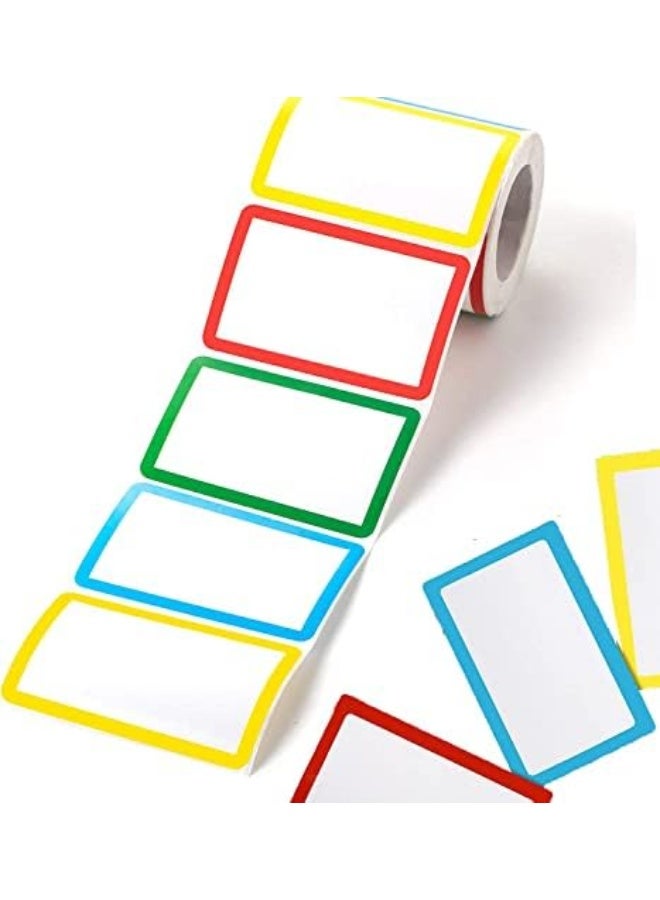 300 قطعة ملصقات أسماء ملونة بسيطة مع خط مثقوب، ملصقات مخصصة، ملصقات أسماء، ملصقات علامات للأغراض المكتبية، المدرسة، الاجتماعات، للأطفال والمعلمين والبريد. - Image 1