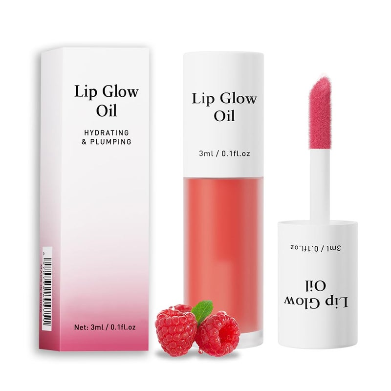 Tiejdhr Korean Lip Oil Fruity Flavor Lip Glow Oil Moisturizing Hydrating Nourishing Nonstick Cup Transparent Plumping Lip Gloss for Dry Lips Lip Care 01Raspberry