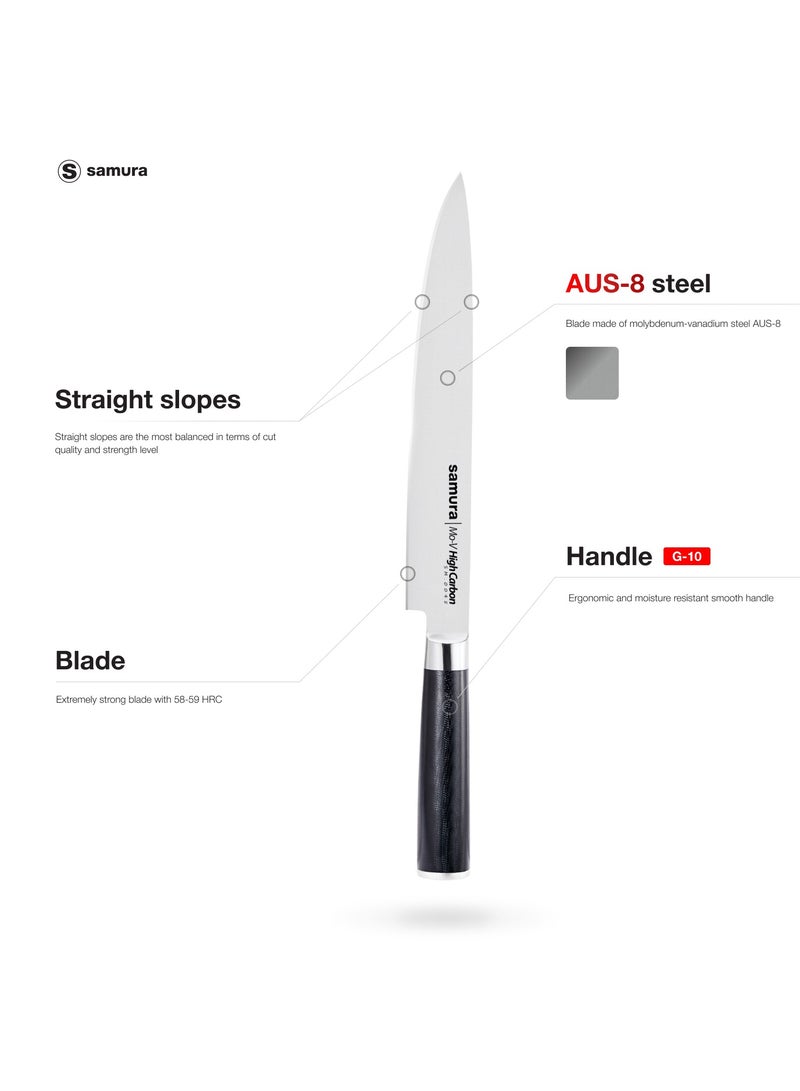 Samura Slicing Knife 9.0"/230 mm | Black Non-Stick Coating Hardness 59 HRC | AUS-8 Stainless Steel | Ergonomic G10 Handle | Professional Chef Knife | Heat Resistant | Kitchen Accessory  - Image 2