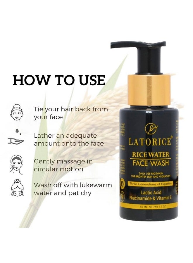 LATORICE Unisex Rice Water Face Wash and Niacinamide Face Cream with Collagen and Hyaluronic Acid | Helps to Reduce Sun Spot Melasma Freckles | Skincare Set for All Skin Types (Pack of 2) - Image 5