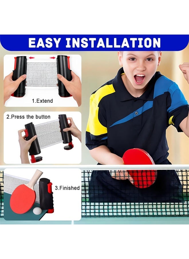 DUNISO Table Tennis Paddle Set,Portable Table Tennis Set with Retractable Ping Pong Net, 2 Professional Table Tennis Rackets, 6 Balls, Storage Bag, Ideal Indoor and Outdoor Table Tennis Rackets Set Family Fun, Gift - Image 3