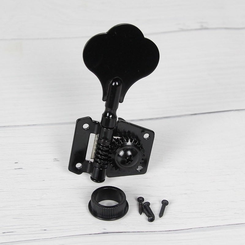 FLEOR 4Pcs Right Handed Vintage Open Gear Bass Guitar Tuning Keys PB JB Bass Guitar Tuning Machine Head 4R Black - Image 3