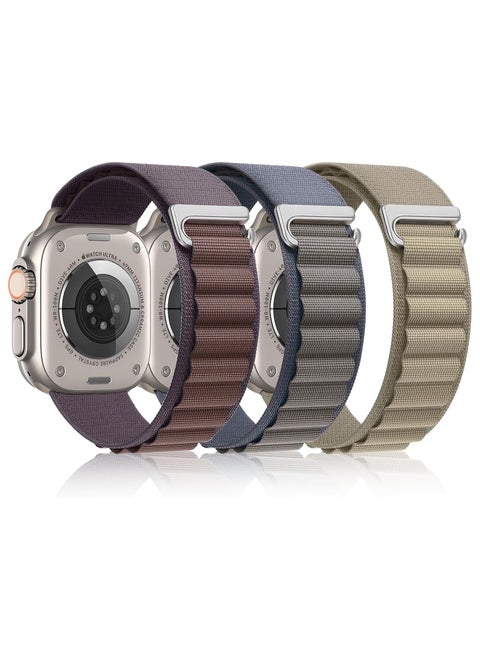 (Pack of 3) Apple Watch Alpine Loop Band for Apple Watch Ultra 1/2 49mm 46mm 45mm 44mm 42mm Nylon Woven Sport Strap Compatible with iWatch Series 10 9 8 7 6 5 4 3 2 1 SE