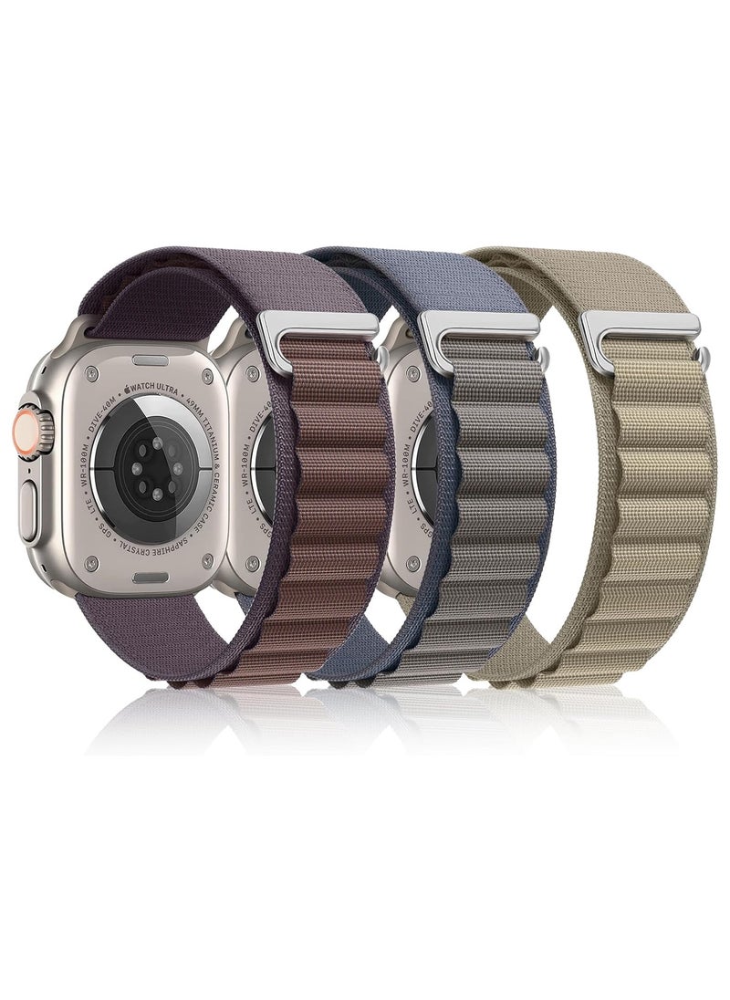 Generic - (Pack of 3) Apple Watch Alpine Loop Band for Apple Watch Ultra 1/2 49mm 46mm 45mm 44mm 42mm Nylon Woven Sport Strap Compatible with iWatch Series 10 9 8 7 6 5 4 3 2 1 SE - Image 1