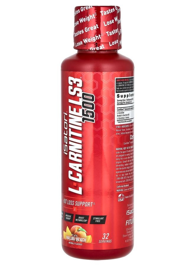 iSatori L-Carnitine LS3 1500 Malibu Beach 1500 mg 16 fl oz (480 ml) - Image 2