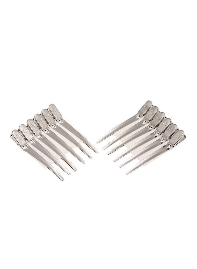 نيبمينينت مجموعة كلبسات للشعر بتصميم ملقاط، مكونة من 12 قطعة فضي 10.00سنتيمتر - Image 1