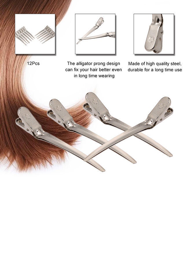 نيبمينينت مجموعة كلبسات للشعر بتصميم ملقاط، مكونة من 12 قطعة فضي 10.00سنتيمتر - Image 3