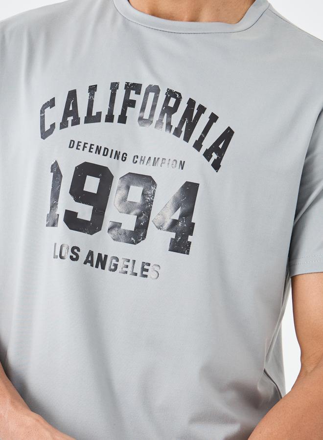 Slogan Print Round Neck Regular Fit T-Shirt