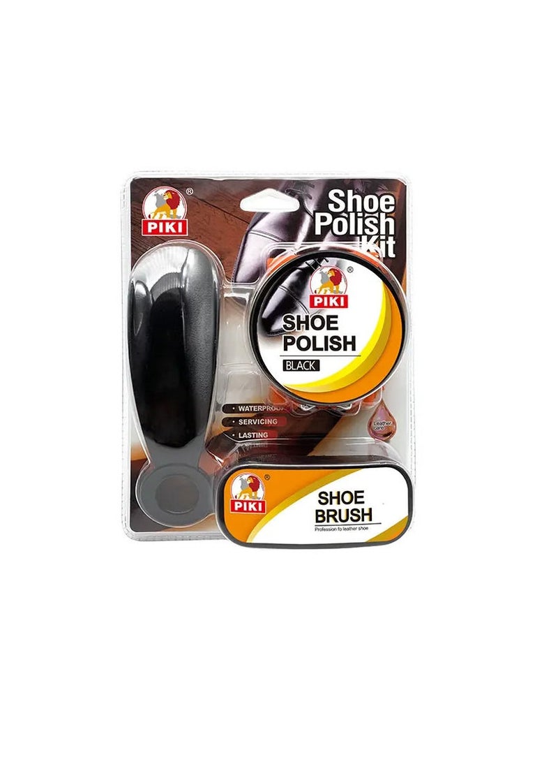 PIKI PIKI Shoe Cleaning Brushes Travel Kit - Portable Leather Shoe Care with Soft Bristles and Premium Shoe Wax  - Image 1