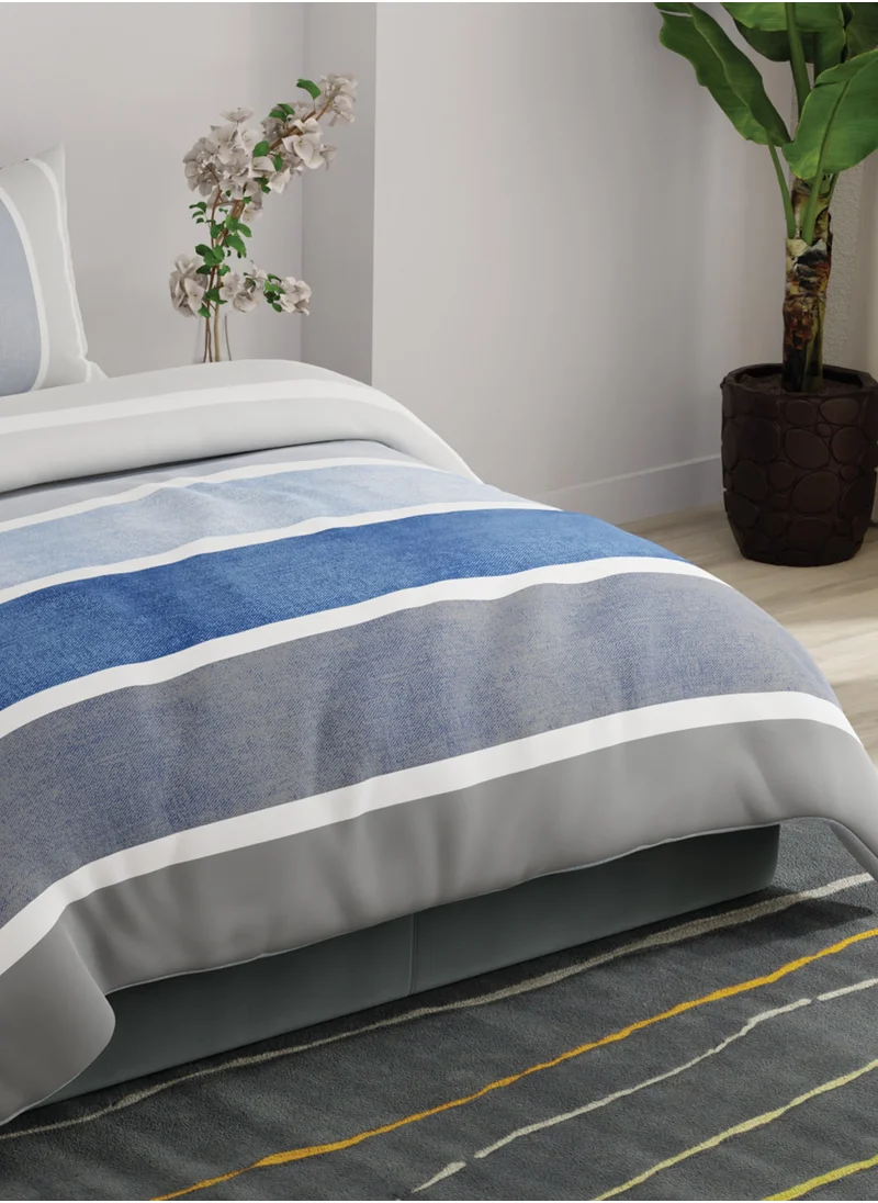 يونايتد كولورز أوف بينتيون United Colors of Benetton Rainbow 210 TC Super King Bedsheet with 2 Pillow covers Navy
