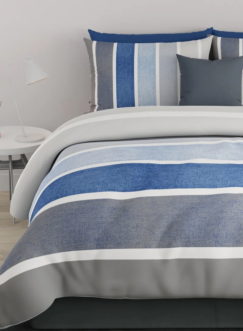 يونايتد كولورز أوف بينتيون United Colors of Benetton Rainbow 210 TC Super King Bedsheet with 2 Pillow covers Navy
