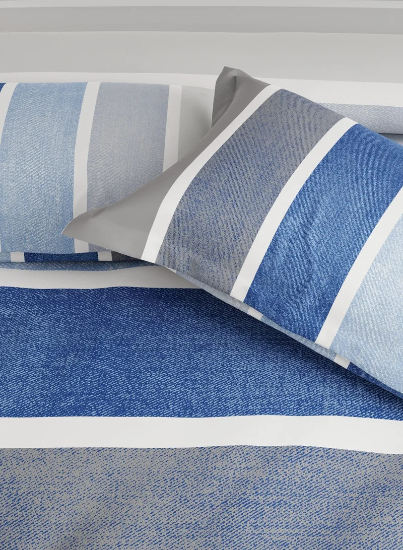 يونايتد كولورز أوف بينتيون United Colors of Benetton Rainbow 210 TC Super King Bedsheet with 2 Pillow covers Navy