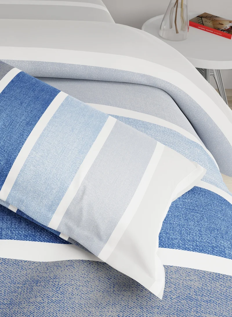 يونايتد كولورز أوف بينتيون United Colors of Benetton Rainbow 210 TC Super King Bedsheet with 2 Pillow covers Navy