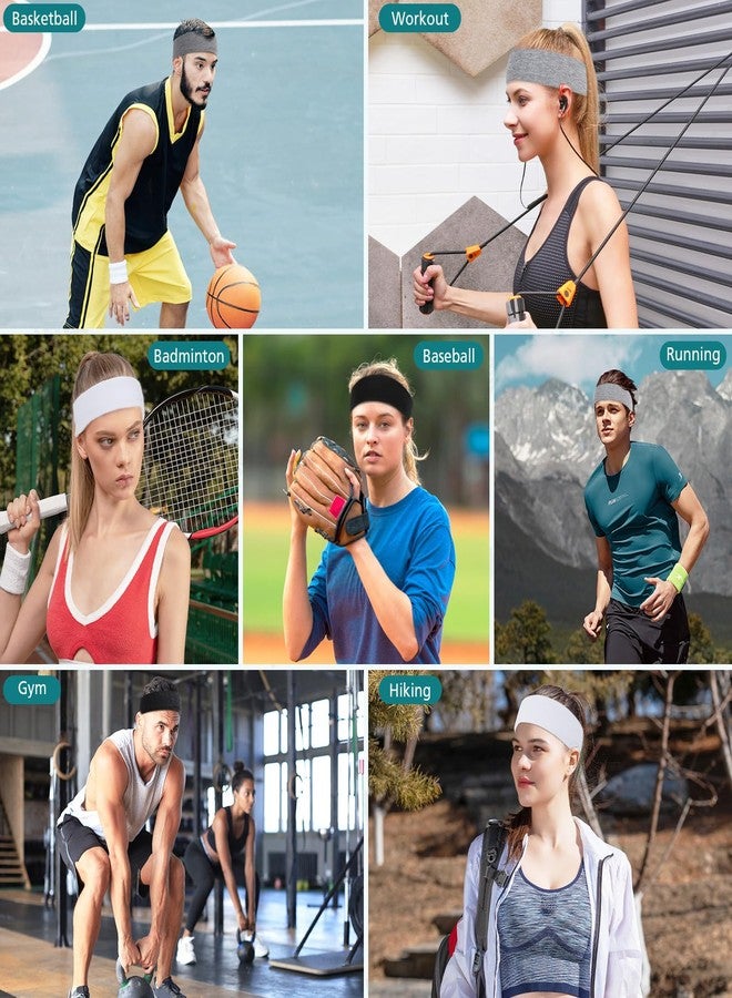 Hishexin Headbands for Women Non Slip, Stretchy Sweat Headband for Workout Yoga Running, Head Bands for Women's Hair - 8 Pack (Black White Grey) - Image 5