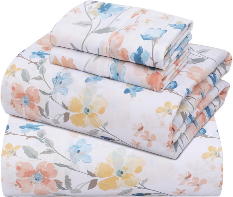 ZOYER 100% Cotton Sheets - Cooling & Crisp Full Size Percale Bed Sheets, 16" Deep Pockets Full Bedding Set, Lightweight & Breathable, Durable, 4 Pieces, Summer Spring - Image 1