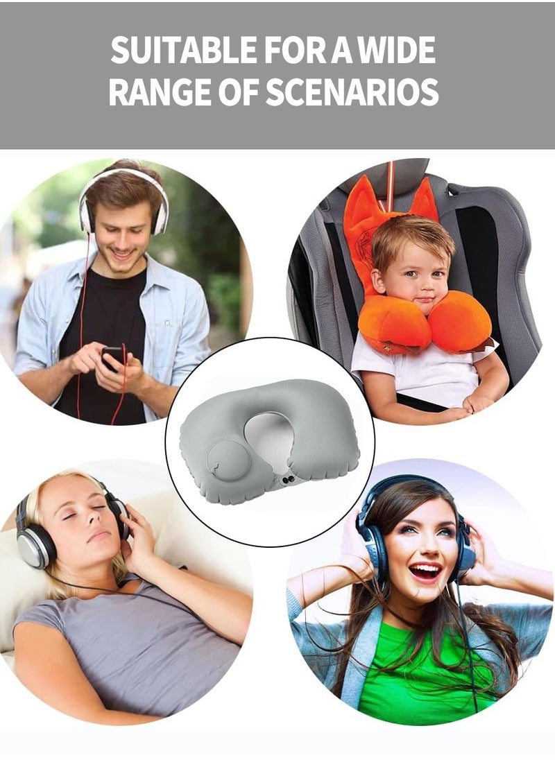 Inflatable U-Shape Pillow, Soft Foldable Cervical Pillow, Inflatable Travel Pillow with Built-in Pump, Neck Support Pillow for Sleeping and Resting on Planes, Trains, Offices, Camping, Traveling