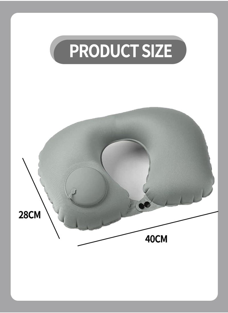Inflatable U-Shape Pillow, Soft Foldable Cervical Pillow, Inflatable Travel Pillow with Built-in Pump, Neck Support Pillow for Sleeping and Resting on Planes, Trains, Offices, Camping, Traveling