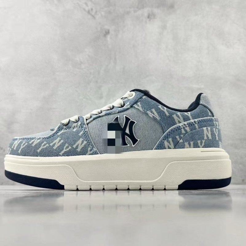 Wu Pin Pai Unisex Retro Skate Sneakers with Chunky Sole - Classic Monogram Design in White and Blue - Image 1