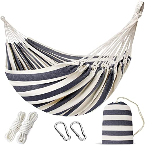 INNO STAGE Double Hammock - 2 Persons Portable Hanging Camping Bed, Blue, 118.3"L x 63"W, 350Lbs Capacity, Polyester, Supports Up to 350 lbs - Image 1