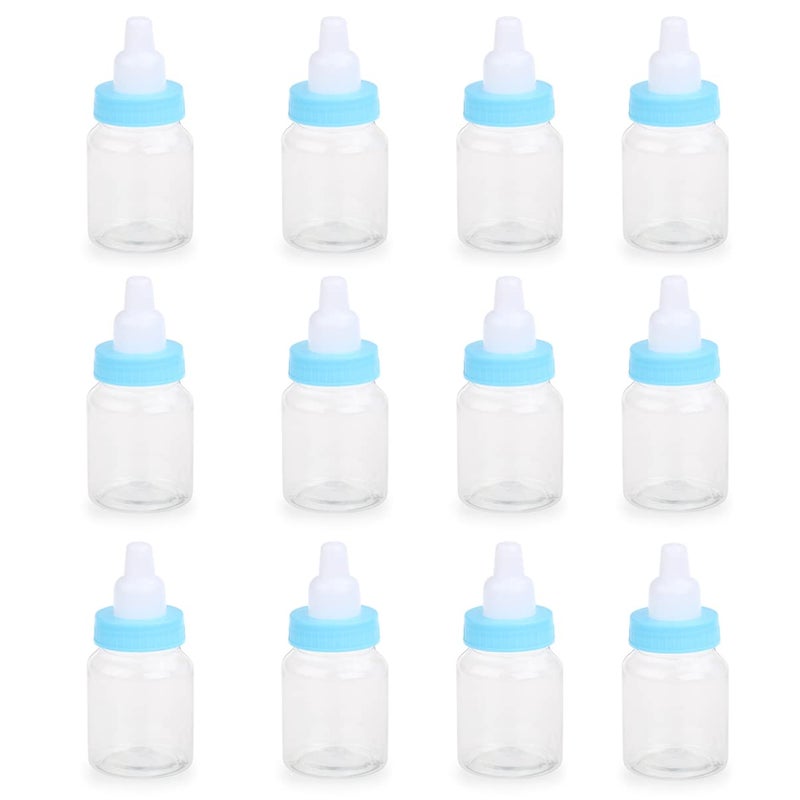 comfrt 12pcs Baby Bottles Mini Plastic Milk Bottle Adorable Baby Party Favors for Baby Shower Parties Games Decoration Blue - Image 1