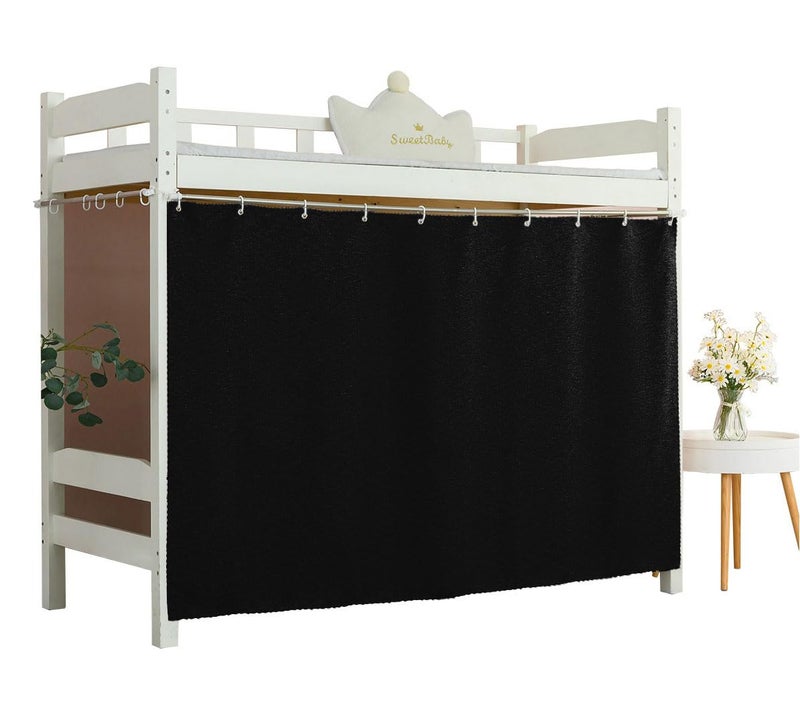 Teanea Solid Bottom Bunk Bed Blackout Curtains Privacy Cloth Single Size Twin Size for Men Women Collage Students Black