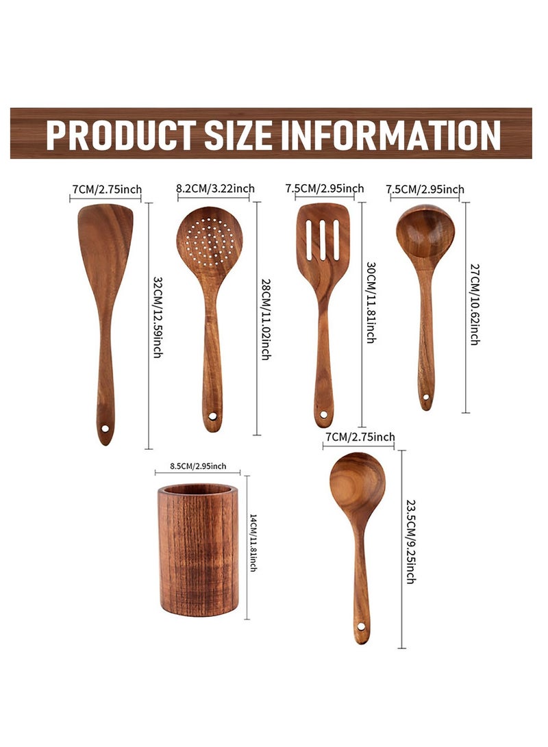 Anmi 6 PCS Wooden Spoons for Cooking, Wooden Cooking Utensils for Nonstick Cookware  - Image 2