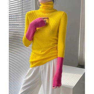 European womens clothing Station 23 new European fashionable contrast color wool candy color turtleneck knitted top sweater bottoming shirt for women Yellow K589 - pzsku/Z7D1D945B9ADA9FC7D3EAZ/45/1746226560/6bf84d8b-152a-4fa6-8d37-0a0dc880d609