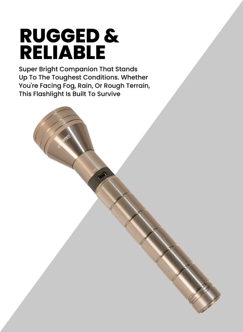 Team Rechargeable LED Flashlight – Hyper Bright CREE XPG LED, 520 Lumens, 2000m Range, 8000mAh Li‑ion, Waterproof, Shock Resistant, Long‑Range Tactical Torch - Image 3
