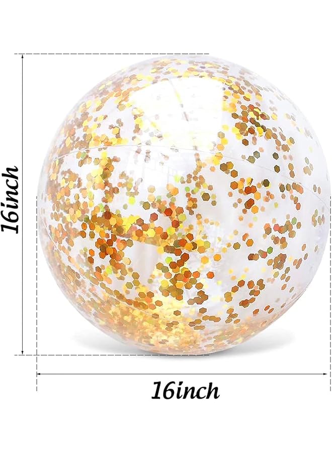 KASTWAVE Inflatable Beach Ball Confetti Beach Balls Transparent Swimming Pool Balls Glitter Beach Ball For Water Play Toy Summer Parties Birthday Pool Party Favors (16 Inch) - Image 4