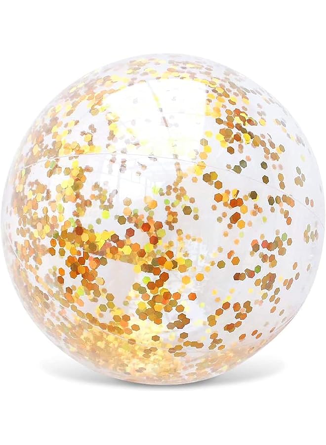 KASTWAVE Inflatable Beach Ball Confetti Beach Balls Transparent Swimming Pool Balls Glitter Beach Ball For Water Play Toy Summer Parties Birthday Pool Party Favors (16 Inch) - Image 1