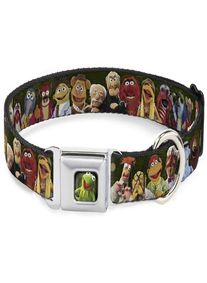 Buckle Down Dog Collar Seatbelt Buckle Muppets 20 Character Group Pose Greens 15 to 26 Inches 1.0 Inch Wide - Image 1