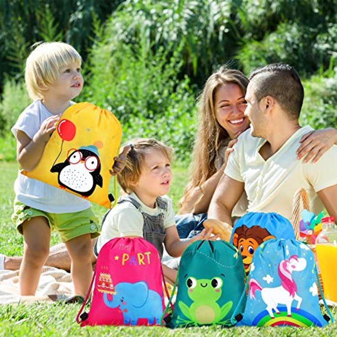 Shappy 24 Pack Drawstring Party Favors Bags Cartoon Animal Candy Goodie for Boys Birthday Kids Gift Return Girls Supplies - Image 2