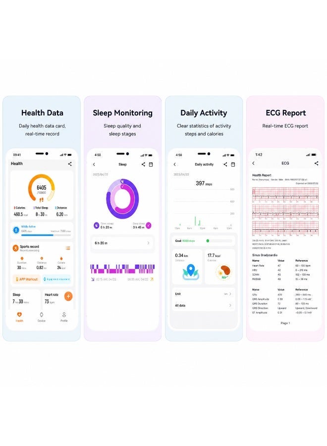 HEATZ HW34 Smart FitBand with ECG Health Monitoring, 120+ Sports Modes, 3ATM Water Resistant, Dual Straps (Silicone + Nylon), Blood Oxygen, Heart Rate & Sleep Tracking, Long Battery Life - Image 3