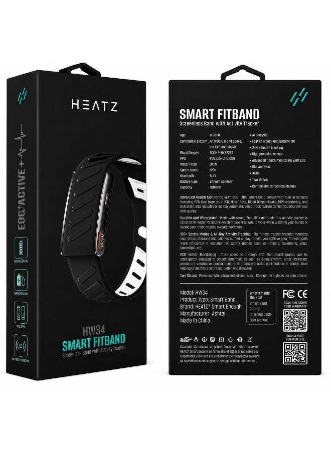 HEATZ HW34 Smart FitBand with ECG Health Monitoring, 120+ Sports Modes, 3ATM Water Resistant, Dual Straps (Silicone + Nylon), Blood Oxygen, Heart Rate & Sleep Tracking, Long Battery Life - Image 4