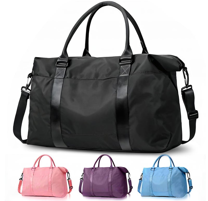 Easyfun Travel Duffle Bag, Weekender Travel Bag Men Small Gym Bag for Women, Hospital Bag for Labor and Delivery, Overnight Bag Luggage Bag with Trolley Sleeve, Airplane Travel Essentials for Flying(Black) - Image 1