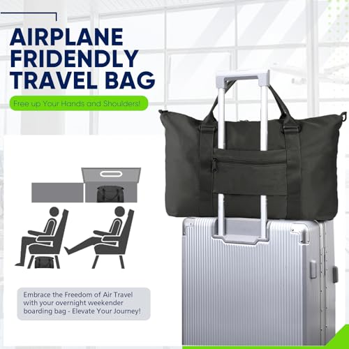 Easyfun Travel Duffle Bag, Weekender Travel Bag Men Small Gym Bag for Women, Hospital Bag for Labor and Delivery, Overnight Bag Luggage Bag with Trolley Sleeve, Airplane Travel Essentials for Flying(Black) - Image 3
