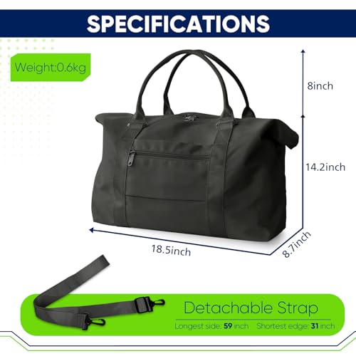 Easyfun Travel Duffle Bag, Weekender Travel Bag Men Small Gym Bag for Women, Hospital Bag for Labor and Delivery, Overnight Bag Luggage Bag with Trolley Sleeve, Airplane Travel Essentials for Flying(Black) - Image 5