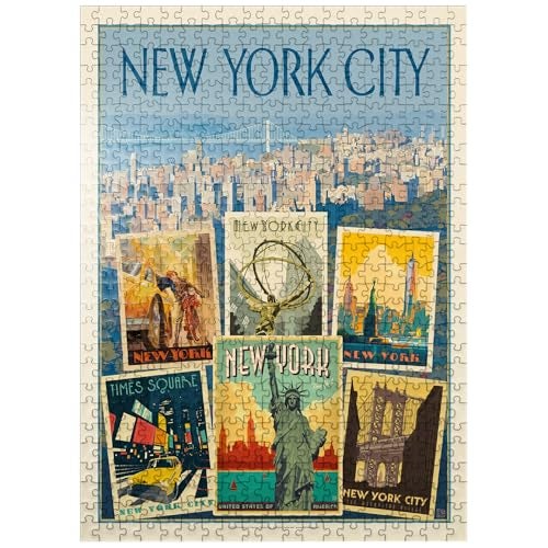 MyPuzzle.com MyPuzzle New York City MultiImage Collage Print Vintage Poster Premium 500 Piece Jigsaw Puzzle for Adults - Image 1