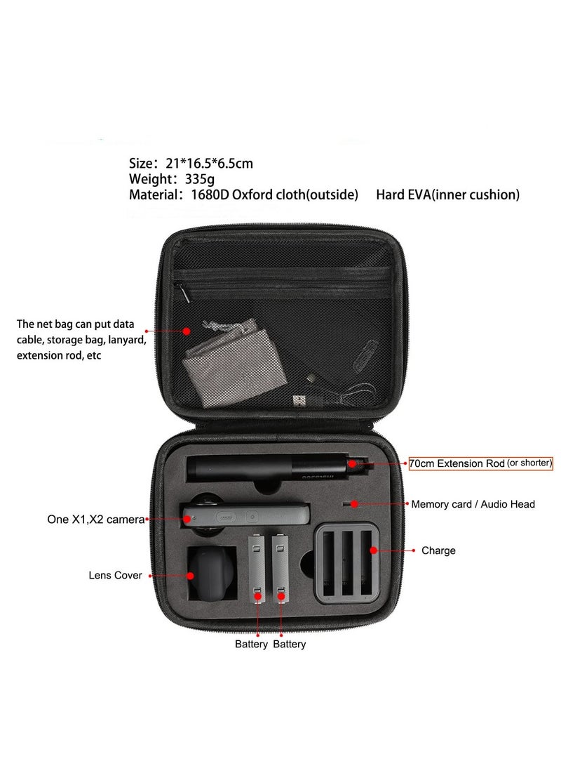 Carrying Case for Insta360 One X3/X2 Camera Large Hard Shell Bag with EVA Liner Compatible for Insta360 70cm Handle/Selfie Stick and Other Accessories - Image 2