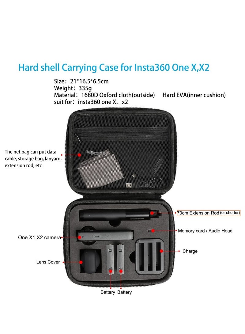 Carrying Case for Insta360 One X3/X2 Camera Large Hard Shell Bag with EVA Liner Compatible for Insta360 70cm Handle/Selfie Stick and Other Accessories  - Image 2