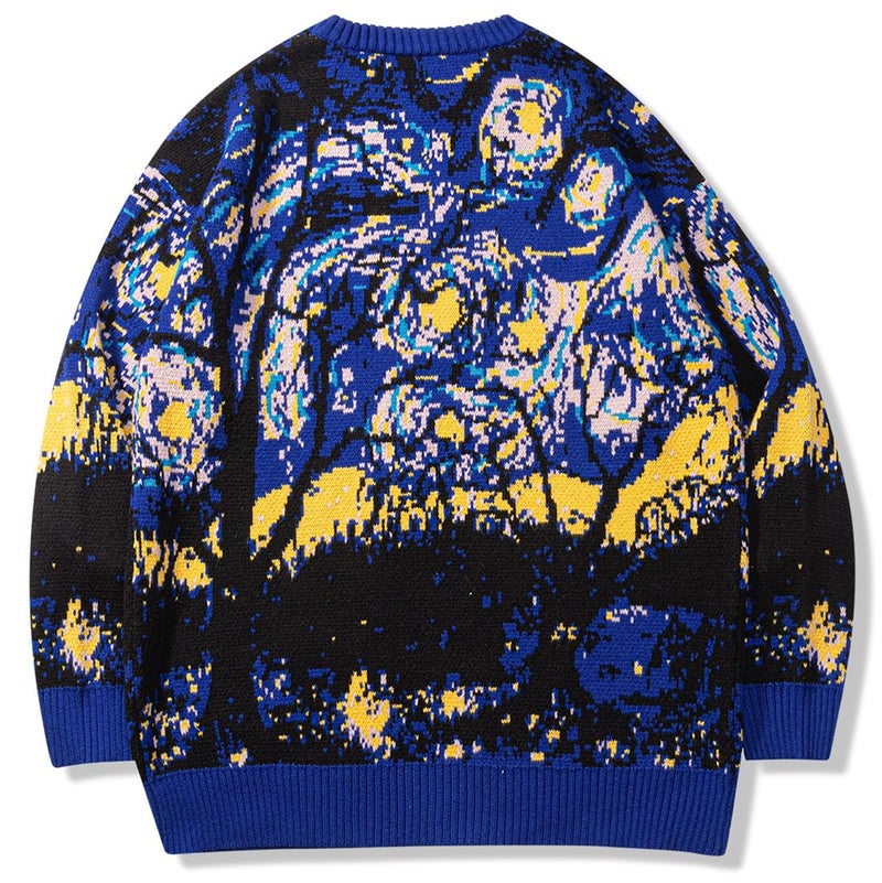 LILILEIDY Mens Crewneck Sweaters Graphic Comfortable Casual Knit Fall Winter Sweater Oversized Pullovers Blue,A2,XL - Image 3