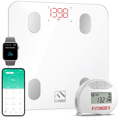 FITINDEX Smart Scale and Tape Measure Digital Bathroom Scale Body Tape Measure Sync with APP Bluetooth Weighing Machine Body Composition Analyzer for Health Care - Image 2