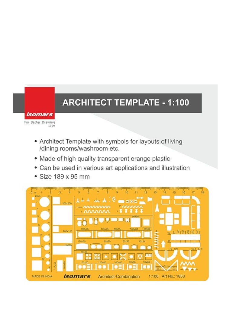 Isomars Architect Design Drawing 1:100 Scale Template Orange - Image 2