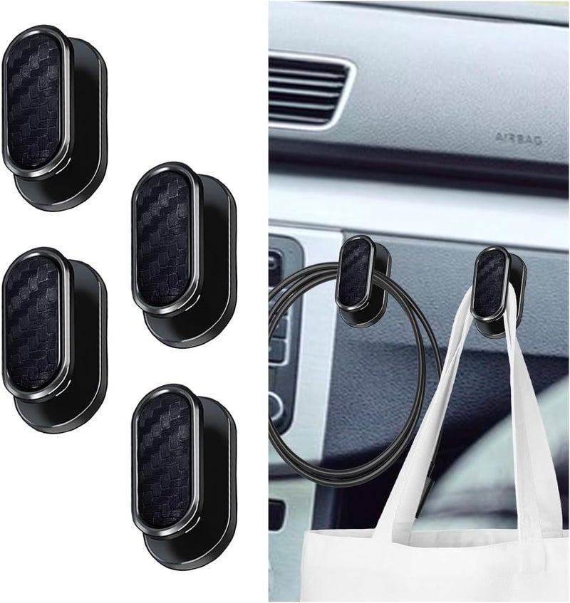 KITUREK 4 PCS Car Mini Hooks - Strong Self-Adhesive Backseat Hangers for Car Interior Accessories (Carbon Fiber) - Image 1