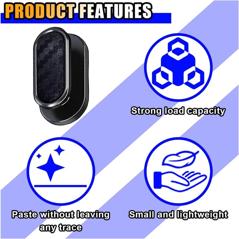 KITUREK 4 PCS Car Mini Hooks - Strong Self-Adhesive Backseat Hangers for Car Interior Accessories (Carbon Fiber) - Image 3