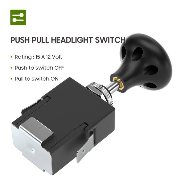 10L0L Universal Golf Cart Light Switch, Push Pull Headlight Switch Button 12Volt 15AMP On Off Light Button Replace for Yamaha, Club Car, EZGO Golf Cart - 1 Pack - Image 3
